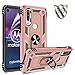 Compatible for Moto One Action Case, Moto P40 Power Case with HD Screen Protector, Gritup Military-Grade Protective Phone Case with Magnetic Kickstand Ring for Moto One Action / P40 Power Rose Gold