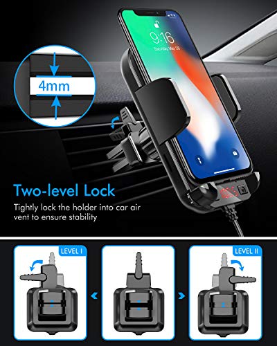 Tecboss Bluetooth FM Transmitter for Car, Latest Car Phone Holder Radio Bluetooth Adapter, Easy Attached to Air Vent, Supports Music Streaming, Enhanced Bass, Wireless Hands Free Car Kit - KM21