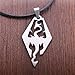 Generic the Elder Scrolls Skyrim Dragon Logo Pendant Stainless Steel Free Black Rope Chain
