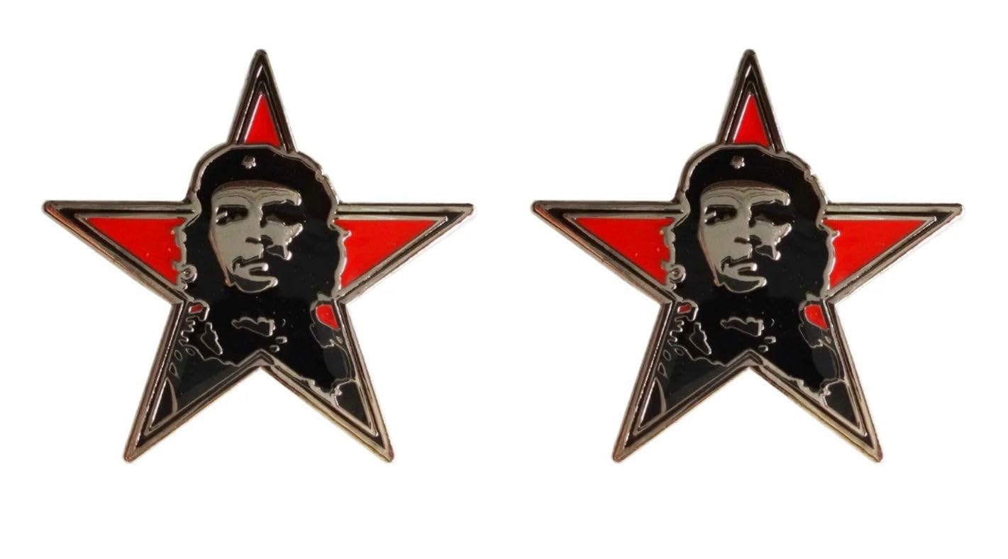 2 x Che Guevara Socialist Communist Marxist Revolutioary Red Star Pin Badges