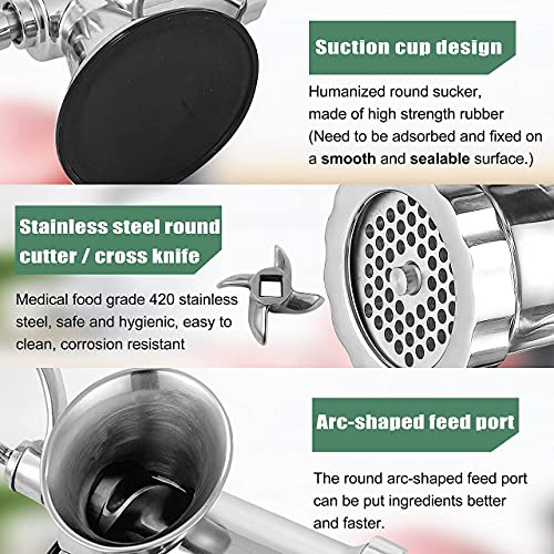 Huanyu Manual Meat Grinder Sausage Stuffer Filler Hand Crank Mincer Stainless Steel Meat