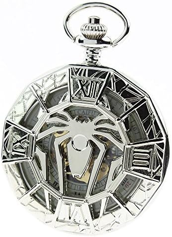 Itemstoday Vintage Silver Spider Engraving Case Mechanical Hand Wind Men's Pocket Watch