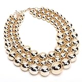 Fashion Strand Chain Big Resin Simulated Pearls Beads Choker Statement Bib Necklace
