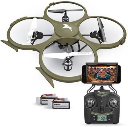 Quadcopter with Camera HD by Kolibri Discovery Delta-Recon WiFi U818A Drone Tactical Edition Military Matte Green with On-Board Recording First Person View