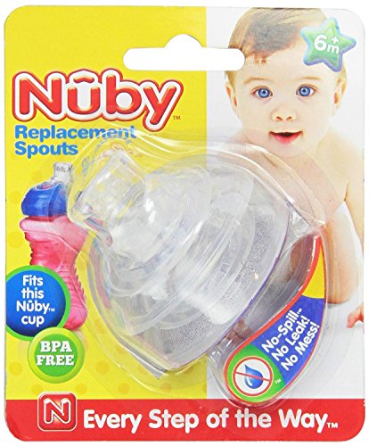 Nuby (5 Packs) 10 Count Super Spout No Spill Replacement Spouts, Clear