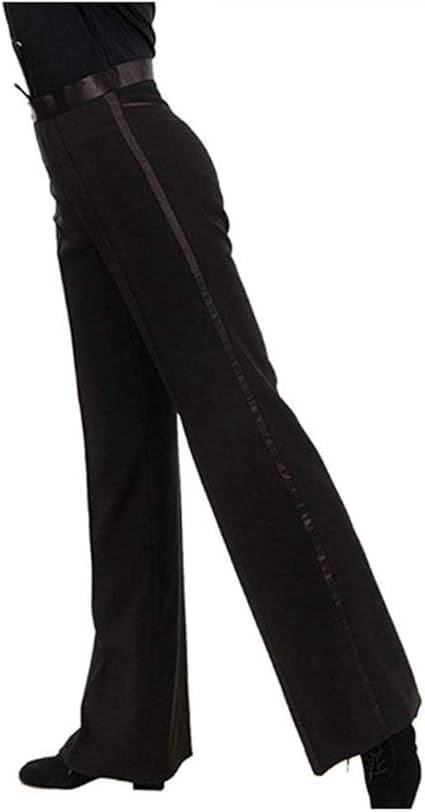 Pantaloni Da Ballo Uomo YiZYiF - Latino Salsa Tango, Vita Alta In Satin Nero - Foto 9
