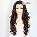 K'ryssma Natural Looking Chocolate Brown Lace Front Wigs For Women Long Wavy Fashionable Glueless Synthetic Wigs With Widow's Peak Heat Resistant 24 Inches