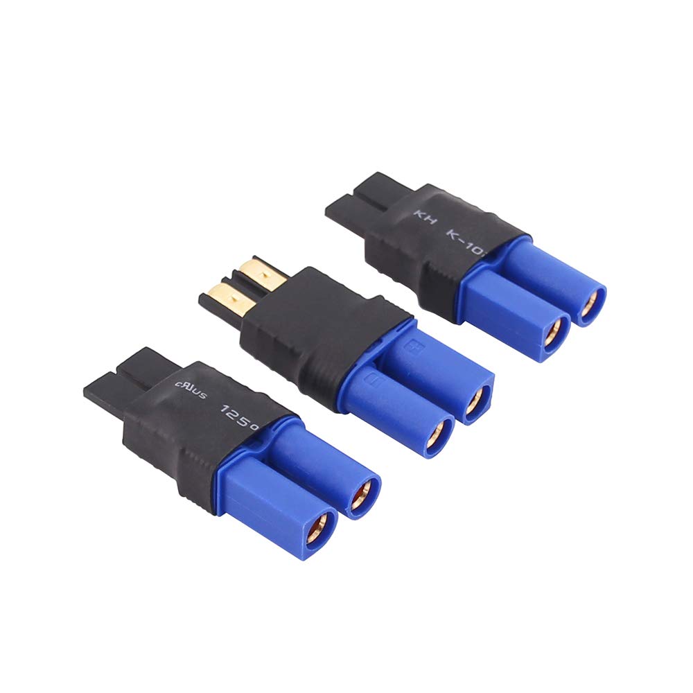 BDHI 3pcs Male TRX Traxxas Style to Female EC5 Adapter Connector Brushless for SCT LiPo Slash(B115-3)