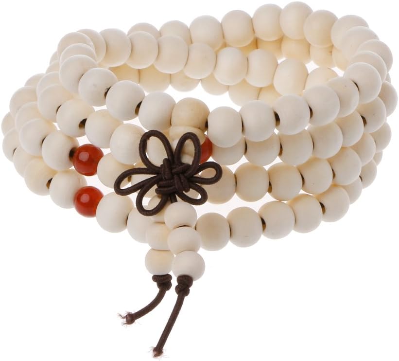 Richi Natural Sandalwood 8mm Beads Bracelets 108 Wood Beads Buddha Prayer Jewelry