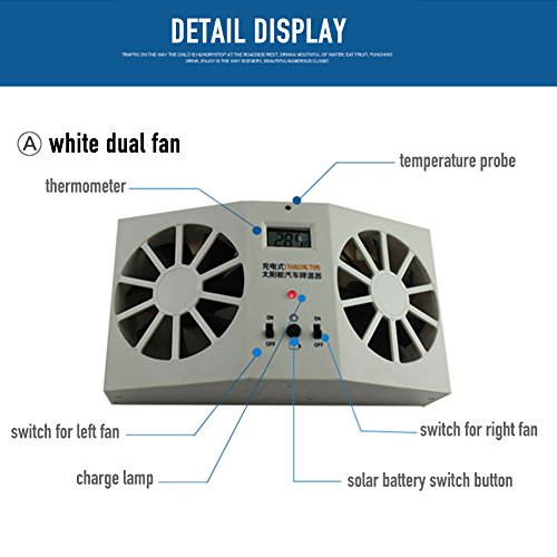 Oda Car Cool Cooler Fan Solar Powered Auto Front/Rear Window Air Vent Exhaust Fan Vehicle Radiator Vent with Ventilation - Thumbnail 2