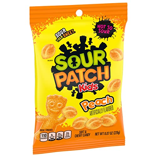 SOUR PATCH KIDS PEACH SOFT & CHEWY CANDY, 8.07 OZ