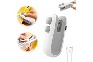 SROCOPT Mini Bag Sealer, 2026 New 2 in 1 USB Rechargeable Chip Bag Sealers Heat Seal Tool, Portable Handheld Vacuum Food Sealer Bags Sealing Machine for Snacks and Vegetable Fresh Storage (White 1pcs)