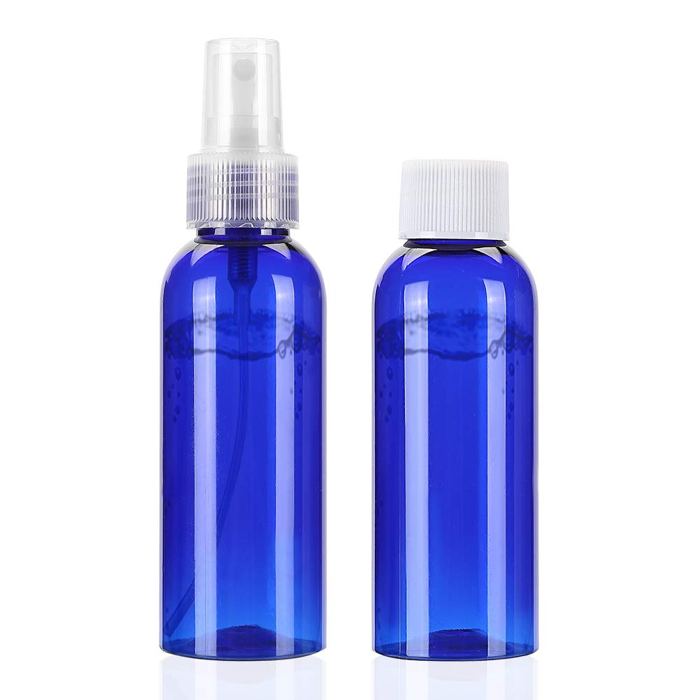 Fine Mist Spray Bottle 5Pcs 3.4oz/100ml Blue Travel Bottles With 5 Contain Caps Leak Proof for Makeup Cosmetic Containers (BLUE) : Beauty