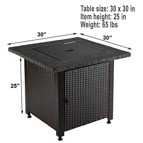 Blue Rhino Outdoor Propane Gas Fire Pit with Rock Top and Green Fire Glass - Add Warmth and Beauty to Your Backyard - Thumbnail 5