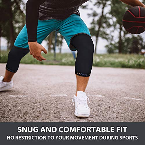 Copper Knee Brace, LotFancy Copper Compression Sleeve for Women Men, Ideal Support for ACL, Meniscus, MCL, Stiff Muscle and Joints, 1 Pair, Small