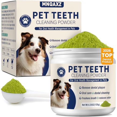 Dental Powder for Dogs Dog Teeth Cleaning Products Dog Tooth Cleaning Powder with Probiotics for Dogs Bad Breath Treatment Plaque and Tartar for Small Medium and Large Pet Dental Cleaner 120 Grams