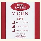Super Sensitive Musical Strings Co.2107F Red Label Medium Gauge Violin String Set - E Flat Wound - Nickel - 4/4