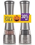 Premium Lerutti Salt and Pepper Grinder Set With Adjustable Ceramic Rotor - Elegant Stainless Steel Manual Shakers - Deluxe Salt Mill and Pepper Mill for Himalayan Salt, Pepper and Spices - Set of 2