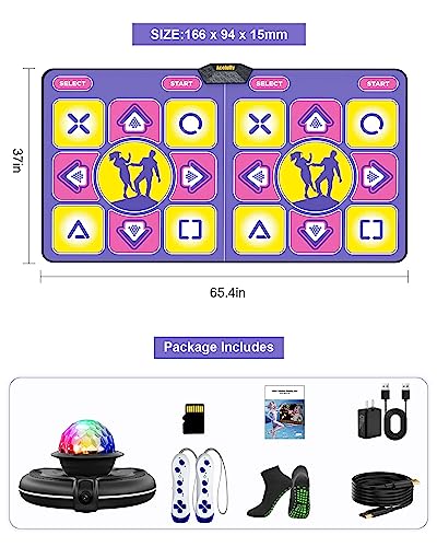 Acelufly Interactive Flannel Dance Mat for TV with Camera, Non-Slip for Children Adults, Plug And Play for Girls Boys (Purple)