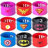 Ecparty Superhero Slap Bracelet for Kids Boys & Girls Birthday Party Supplies Favors (9 Pack)