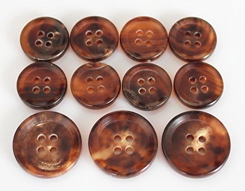 YCEE 11 Piece Natural Horn Blazer &amp; Suits Button Set - Light Brown Wide Tip - For Blazer, Sport Coat, Uniform, Jacket