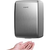 AIKE Compact Jet Hand Dryer,1350W 120V UL Approved Stainless Steel,AK2803D | 15S Fast Dry High Speed Cube Mini Hand Dryer, Plug-in Easy Install and Hardwiring Friendly,Stainless Steel Brushed Finish