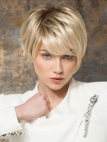MmuxunoShort Straight Blonde Color Side Bangs Womens Synthetic Hair Full Wigs About 8 Inches