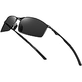 BRUZNASE Men's Polarized Rectangular Sunglasses Ultra Lightweight Metal Frame Fishing Driving Glasses Classic Shades for Men