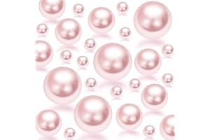 Cusmation 150 Pcs Pearl Beads for Floating Pearl and 800 Pcs Water Gel Beads, Pink Pearl Beads Filler for Vases No Hole Natural Beads Decorative Beads for Vases Home Wedding Decor 8/14/20 mm