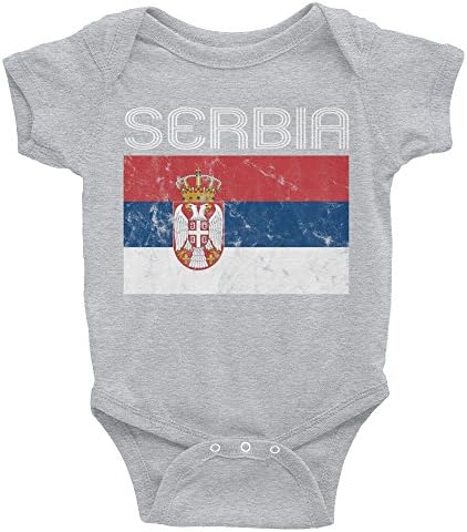 Small Town Merch Serbia National Football Team - Love of Country Vintage Flag - Infant Bodysuit Onesie