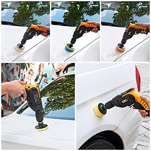 Sorrento Crafts Car Foam Drill Polishing Pad Kit 22 PCS, 3 Inch(80mm) Buffing Pads Sponge Pads Kit for Car Sanding, Polishing, Waxing, Sealing Glaze (Style 1) - Thumbnail 6