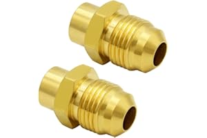 Hooshing 2PCS Brass Flare Tube Fitting 3/8" Flare to 1/8" NPT Female Thread Propane Gas Adapter Pipe Connector