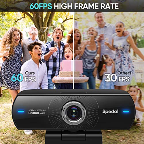 Webcam 1080p HD 60fps with Microphone,Spedal Software Webcam Laptop Desktop Mac USB, Pro Streaming Web Camera for… - Image 2