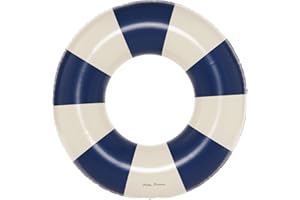 Petites Pommes Pool Floats for Kids & Toddlers - Durable Inner Tube, Handprinted Classic Striped Design Water Tubes, Soft Comfort Seaming, Packable Floats for Travel, Dark Blue, 24 inch