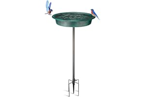 Demeyad Bird Bath for Outside with 5 Strong Metal Stakes 29in Polyresin Lightweight Vintage Freestanding Birdbaths Bowl for Outdoor Yard Gardan Decor Green
