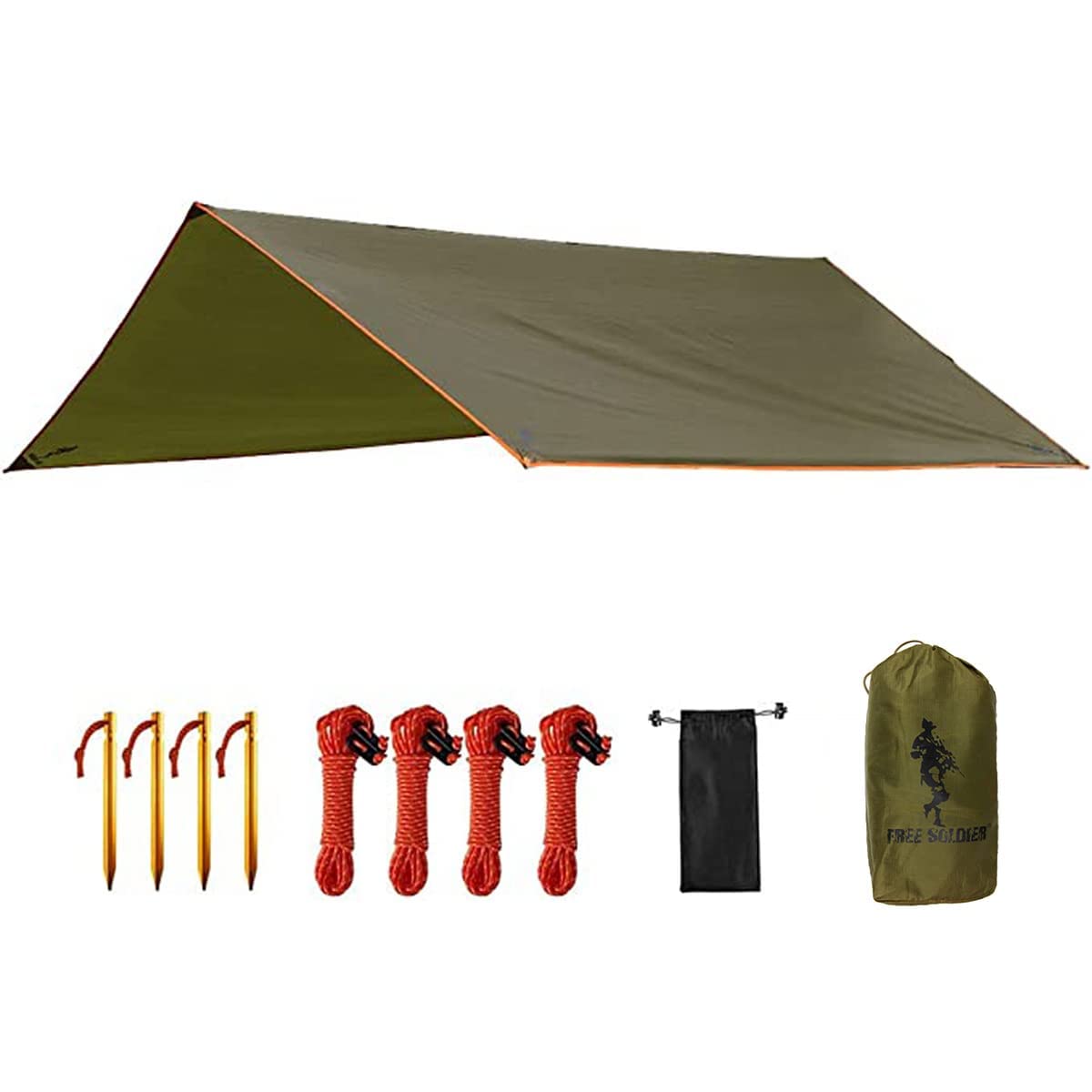 Photo 1 of FREE SOLDIER Waterproof Portable Tarp Multifunctional Outdoor Camping Traveling Awning Backpacking Tarp Shelter Rain Tarp (Simplify Brown 10×10.5ft)