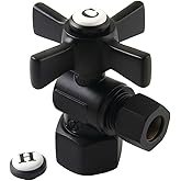 Kingston Brass CC43100ZX 1/2" FIP x 3/8" OD Comp Angle Stop Valve, Matte Black