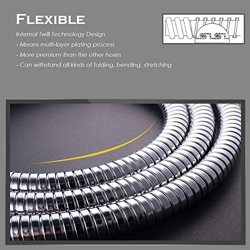 Samodra Shower Hose, 60 Inches Stainless Steel Handheld Shower Hose Replacement Extension 360 Degree Swivel with Solid Brass Connector