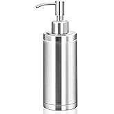 Tiilan Countertop Hand Soap Dispenser, Refillable Stainless Steel Soap Pump Bottle for Bathroom & Kitchen, Free Standing - 300ml, Brushed Nickel