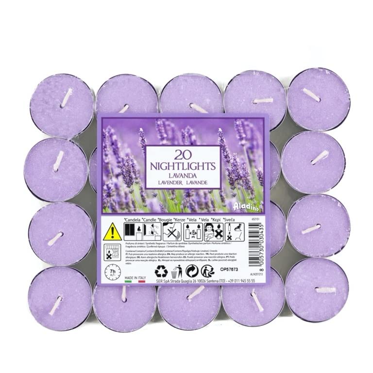 Marco Paul 20Pcs Lavender Tea Lights Scented Candles 8 Hours of Clean Burn Candle Set Dripless Tealights for Christmas Decoration Dinner Tables Tea Lights Candles for Aromatherapy, Festive Gifts