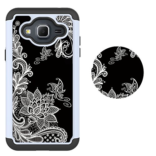 Galaxy J3V Case, J3 Case, J36V Case, Skmy Shockproof Impact Hybrid Dual Layer Defender Protective Cover rugged Armor Case for Samsung Galaxy Sol / Sky, Amp Prime, Express Prime (Flower) - Thumbnail 3