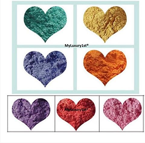 7 Colors Soap Colorant Do It Yourself Natural Mineral Mica Powder Dye 3g Each Teal Blue Yellow Orange Red Pink Purple Total of 21 Grams
