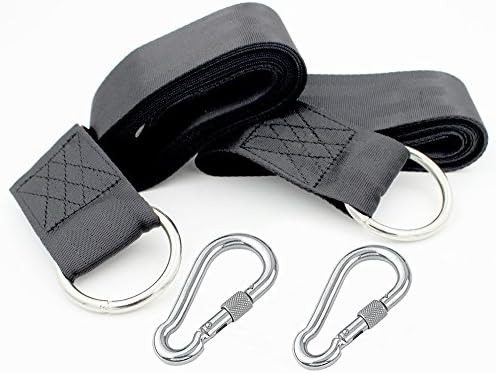 Rocky Top Products Tree Swing Hanging Kit - 1100 lbs Strong Polyester Outdoor Straps - Heavy Duty Extra Long - Rope Hammock Tire - Easy &amp; Fast Install - Carabiner &amp; Case - Kids Adults Children