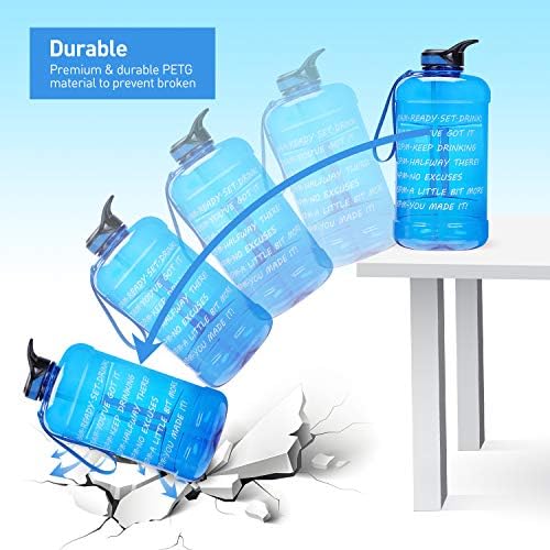 Large 1 Gallon Water Bottle,128oz Big Sports Water Bottle with 2 Replacement Lid, Straw/Motivational Time Marker/Hand Strap,Leakproof BPA Free Water Jug for Gym Fitness Workouts Camping Outdoor 4 51HP61KU3PL. AC