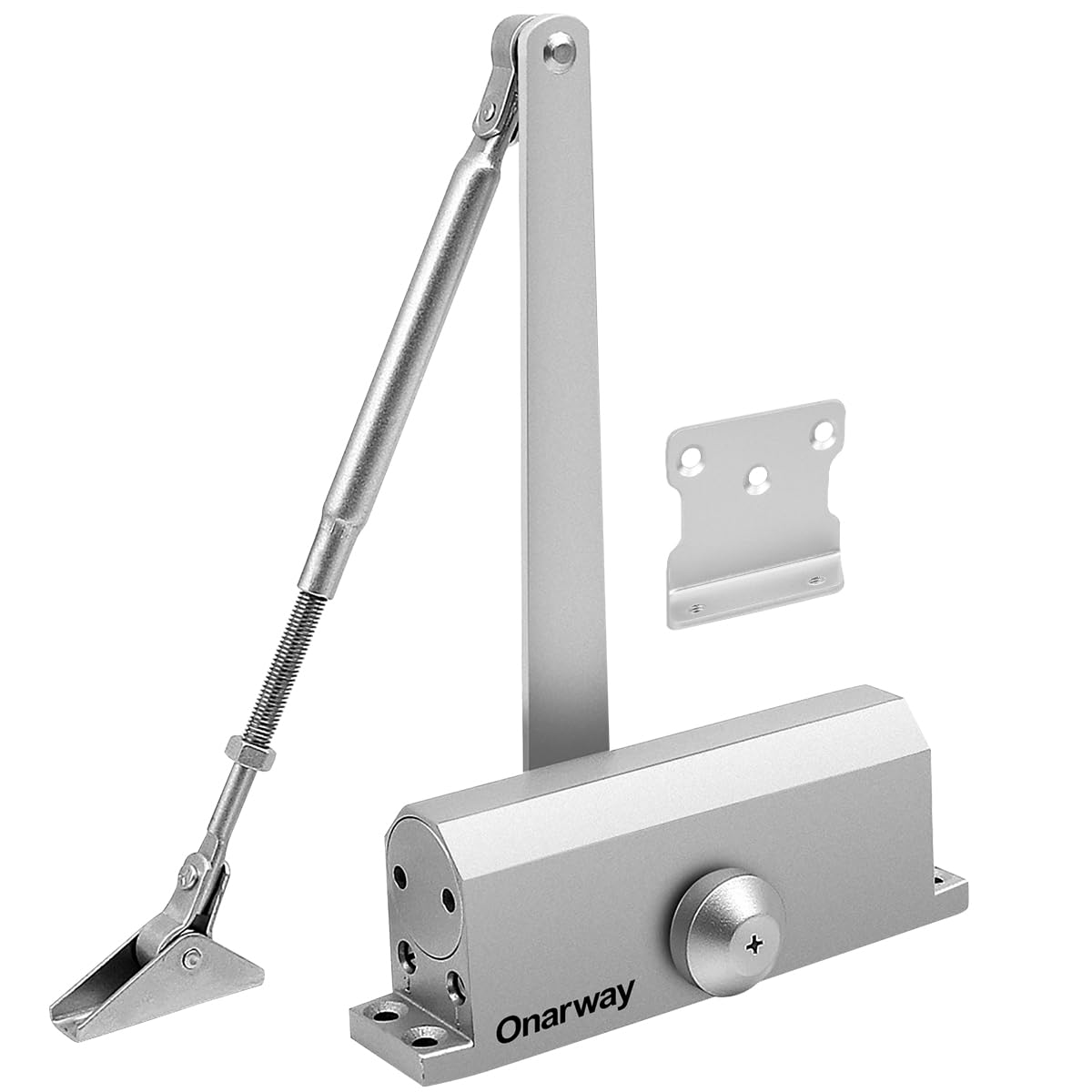 Onarway Automatic Door Closer Adjustable Spring Hydraulic Door Closure, Aluminum Alloy, Commercial Grade or Home Use for Door Weights 43~58kg, EN1154 Certification