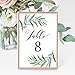 Hadley Designs 1-25 Greenery Eucalyptus Table Number Double Sided Signs for Reception, Restaurant Birthday Party Calligraphy Printed Numbered Card Centerpiece Decor Setting Reusable Frame Stand (4x6)