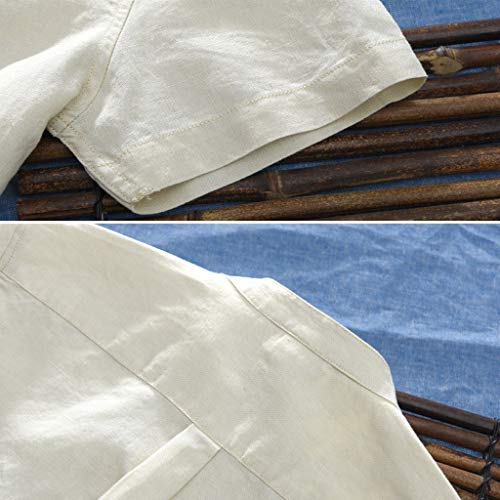 Fastbot Men Shirts Short Sleeve Polo Shirt Slim fit Baggy Cotton Linen Solid Button Retro Tops Blouse Khaki