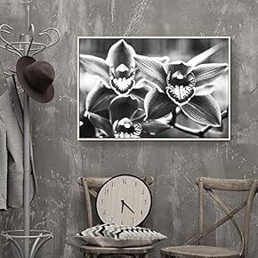 Floating Framed Canvas Wall Art for Living Room, Bedroom Black Flower Canvas Prints for Home Decoration Ready to Hang - 16x24 inches
