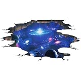 Amaonm Creative 3D Blue Cosmic Galaxy Wall Decals Removable PVC Magic 3D Milky Way Outer Space Planet Window Wall Stickers Mu