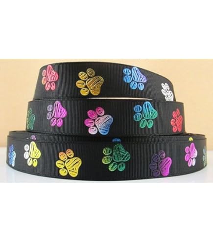 Red Paw Print Grosgrain Ribbon - 7/8" Wide, 5 Yards For Hair Bows & Crafts